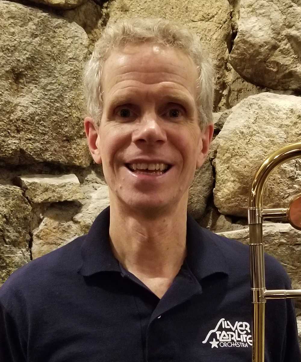 Jim Dixon with his trombone