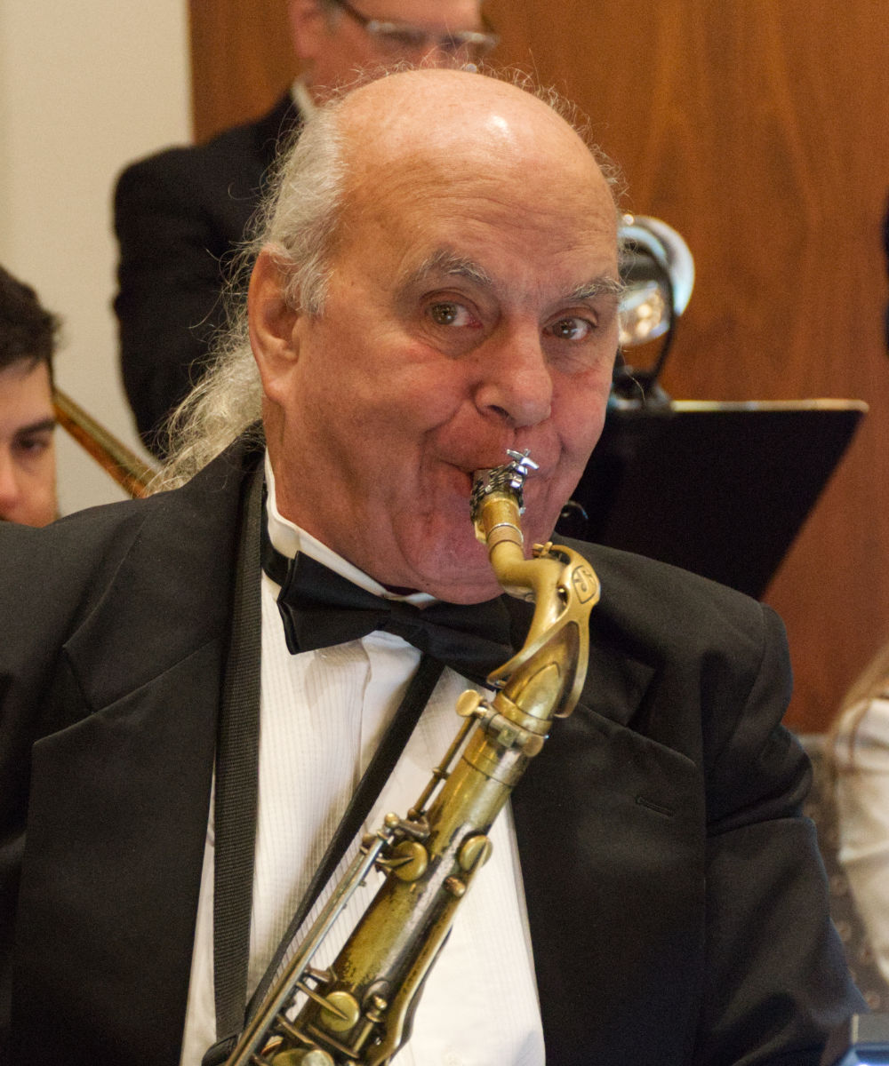 Larry Puentes playing tenor sax